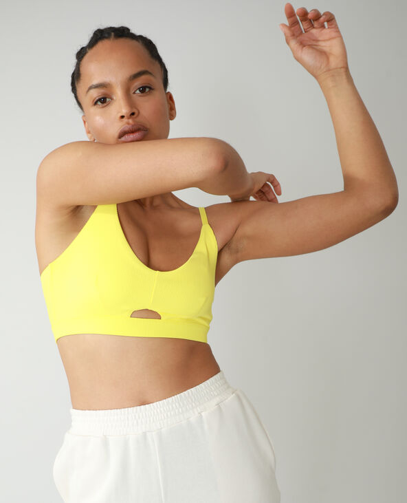 Brassière côtelée jaune - Pimkie