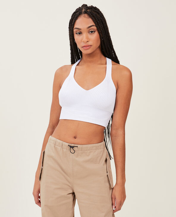Brassière maille côtelée blanc - Pimkie