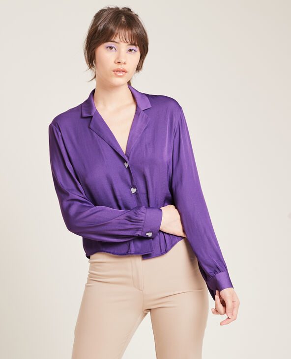 Chemise satin boutons fantaisie violet - Pimkie