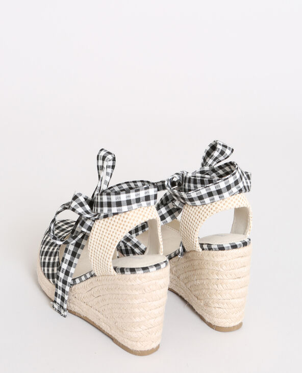 Sandales compensées vichy noir - Pimkie