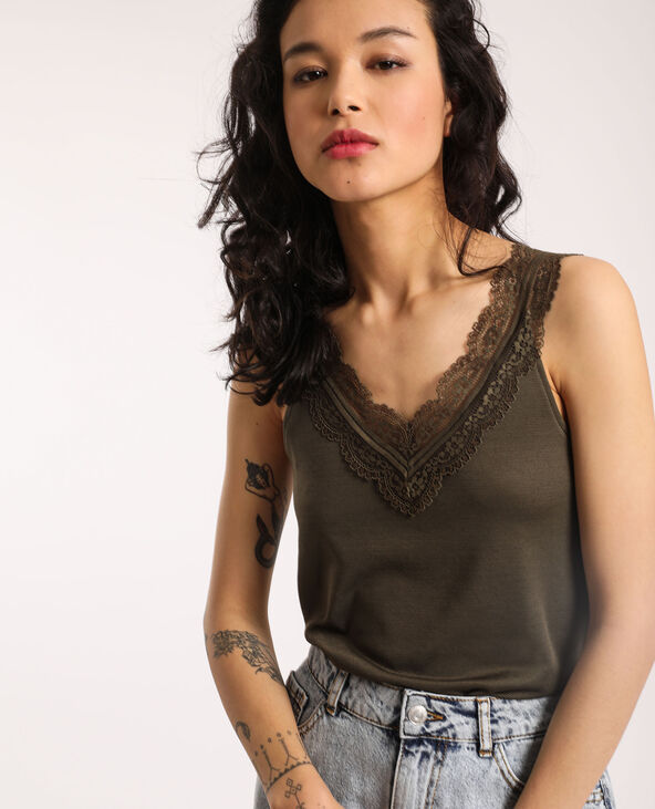 Top dentelle taupe - Pimkie