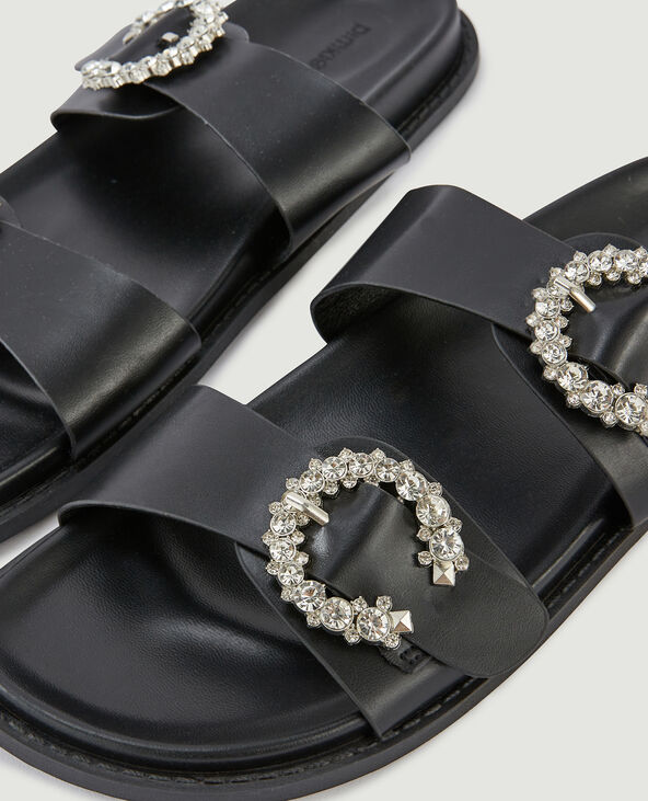 Mules à brides avec boucles bijoux noir - Pimkie