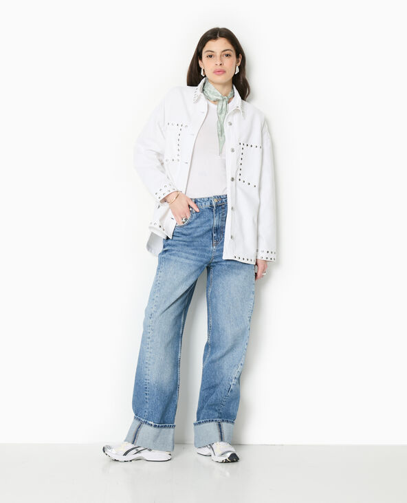 Veste oversize en toile avec clous blanc - Pimkie