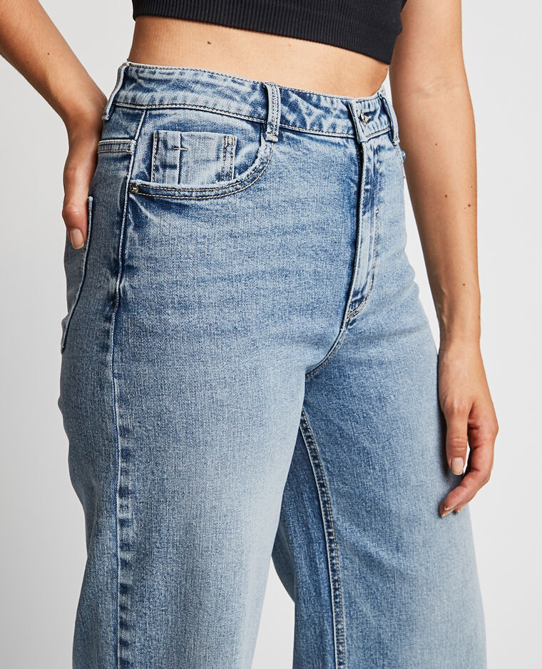 Jean wide leg bas coupés bleu - Pimkie