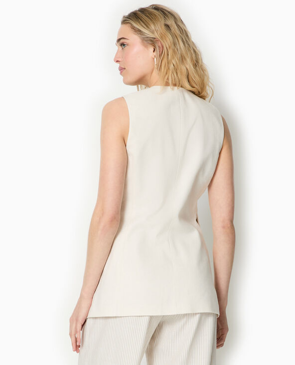 Veste longue sans manches avec lin blanc - Pimkie