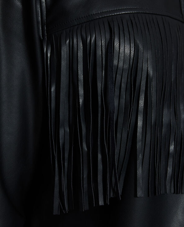 Chemise en simili cuir à franges noir - Pimkie