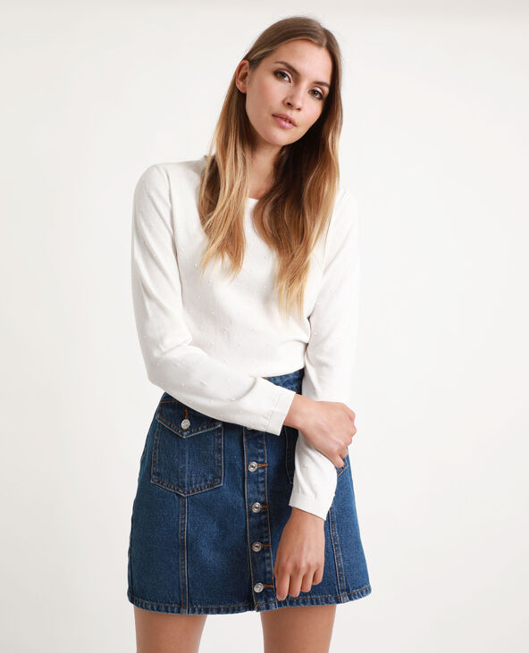 Pull plumetis reliefé blanc - Pimkie