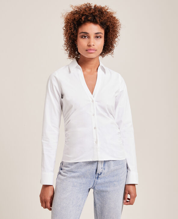 Chemise cintrée col V blanc - Pimkie