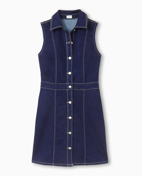 Robe en jean boutonnée sans manches bleu - Pimkie