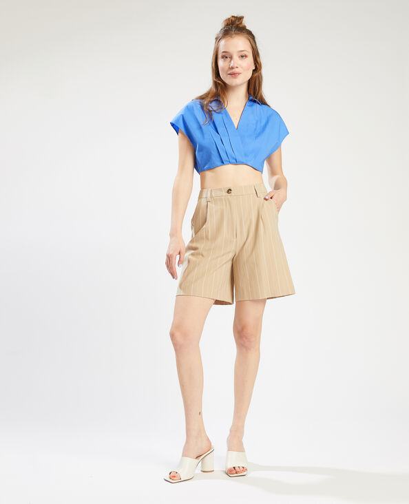 Chemise cropped croisée bleu - Pimkie