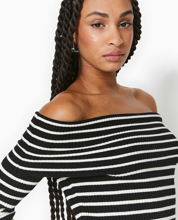 Pull maille fine encolure Bardot noir - Pimkie