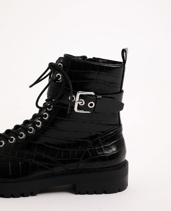 Boots rock en faux cuir noir - Pimkie