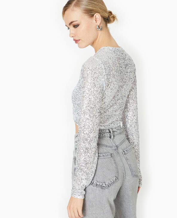 Top court avec sequins argenté - Pimkie
