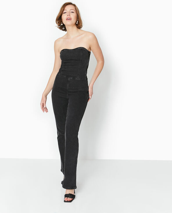 Combipantalon bustier en jean stretch noir - Pimkie