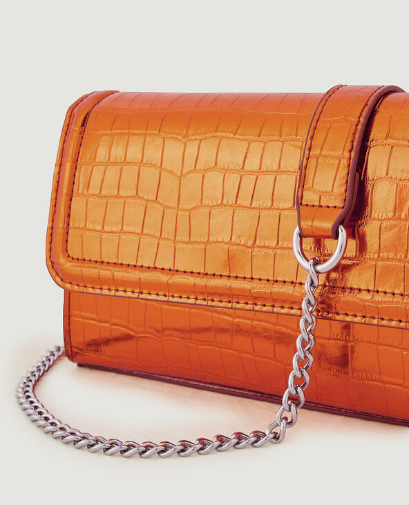 Sac boxy effet croco avec chaine orange - Pimkie