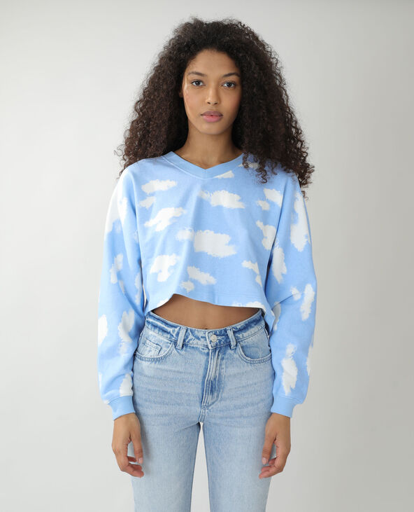 Sweat molleton à nuages bleu - Pimkie