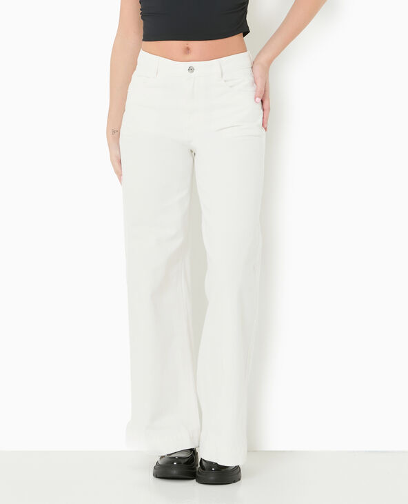 Jean wide taille regular blanc - Pimkie