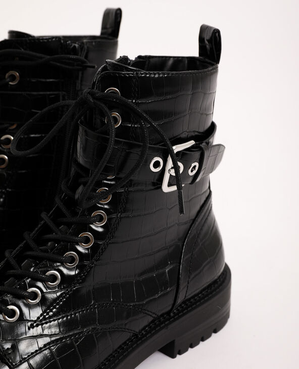 Boots rock en faux cuir noir - Pimkie