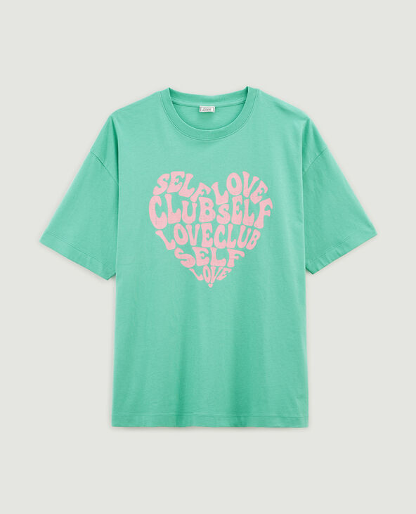 T-shirt oversize col rond vert - Pimkie