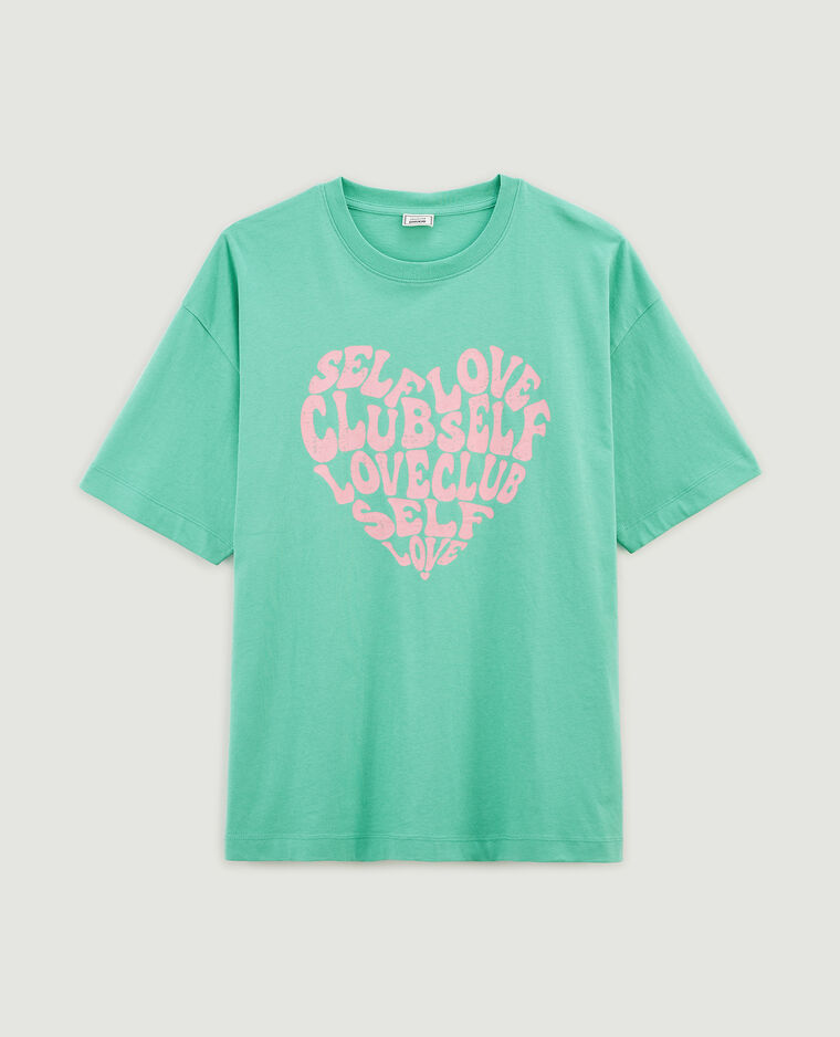 T-shirt oversize col rond vert - Pimkie