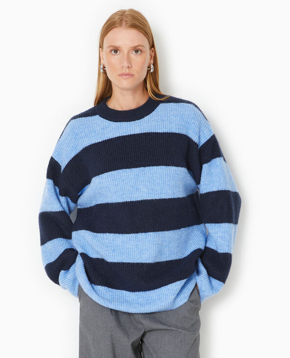 Pull oversize en maille rayée bleu - Pimkie