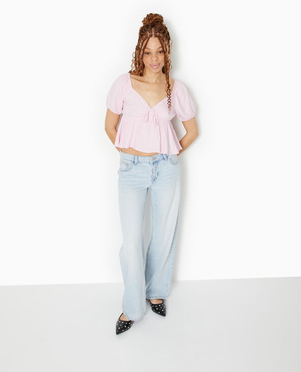 Top en tissu fluide avec liens a nouer