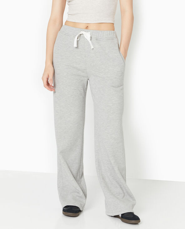 Pantalon large en molleton doublé de fourrure gris chiné - Pimkie