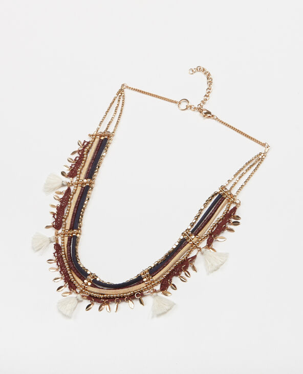 Collier multi-rangs perles et pampilles bordeaux - Pimkie