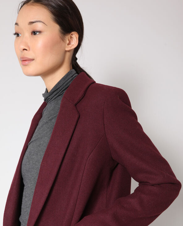 Manteau droit en laine bordeaux - Pimkie