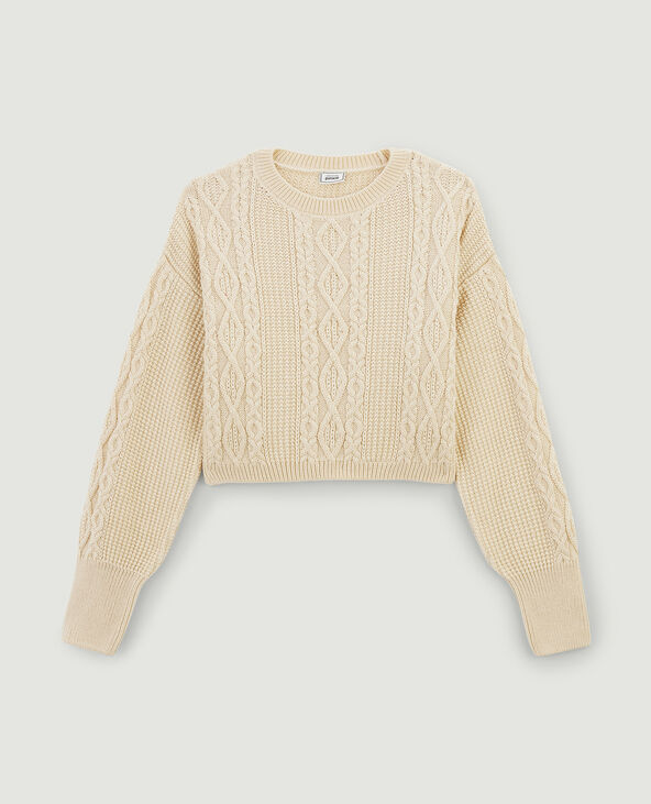 Pull cropped en maille fantaisie blanc - Pimkie