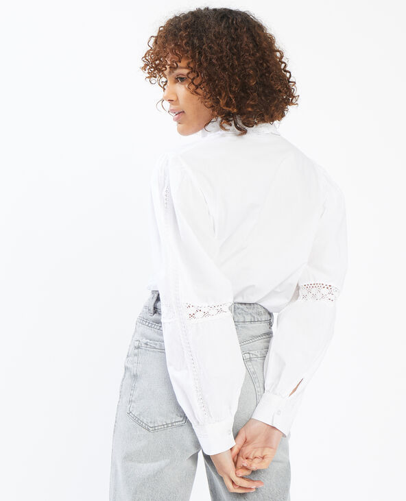 Chemisier broderie et dentelle blanc - Pimkie