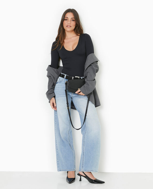 Body manches longues en matière gainante noir - Pimkie