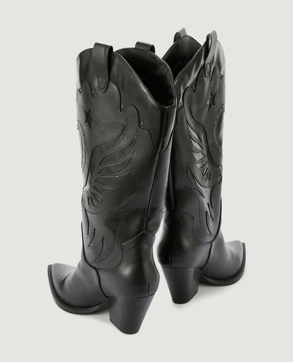 Bottes santiags avec découpes et clous noir - Pimkie