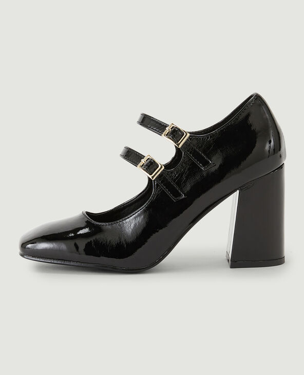 Babies à talons bouts carrés noir - Pimkie
