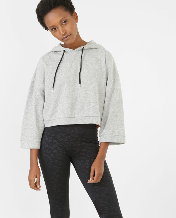 Sweat cropped sport gris chiné - Pimkie