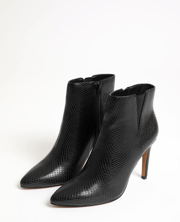 Bottines noires effet croco clearance