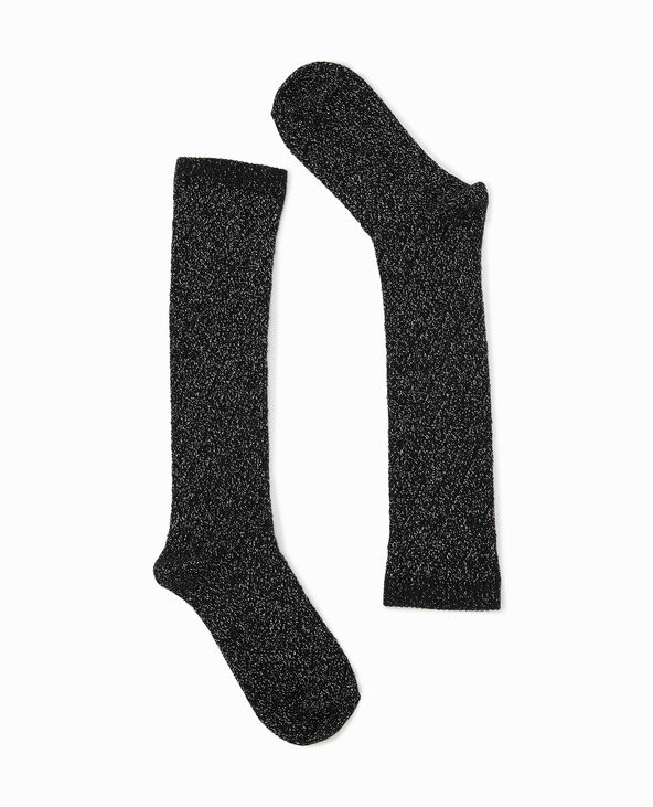 Paires de chaussettes hautes avec fils lurex noir - Pimkie