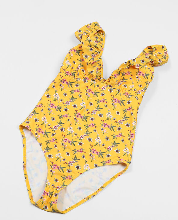 Maillot de bain une pièce à volants orange - Pimkie