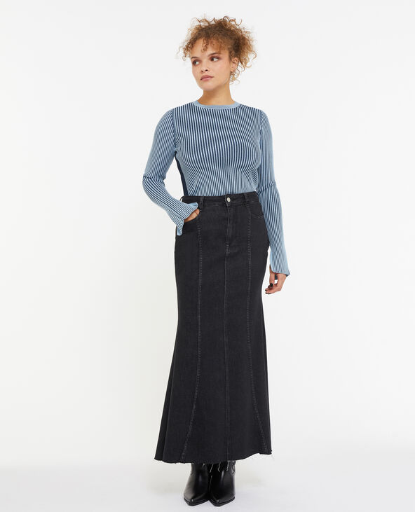 Jupe longue en jean noir - Pimkie