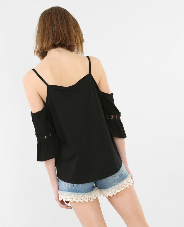 Top à manches peekaboo noir - Pimkie