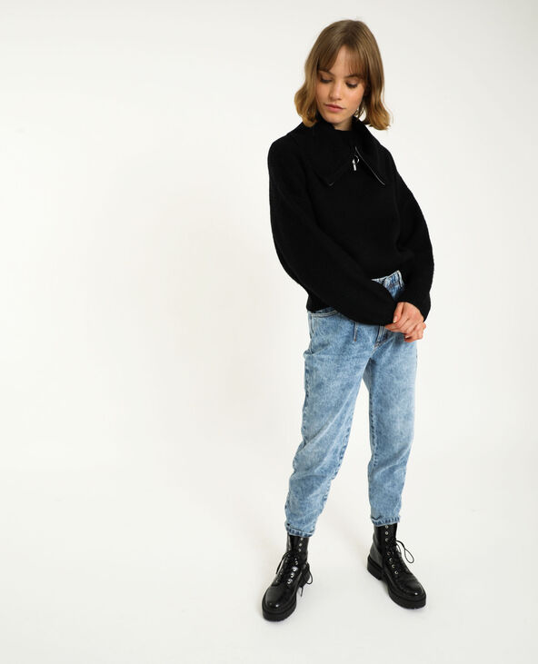 Pull col zippé noir - Pimkie