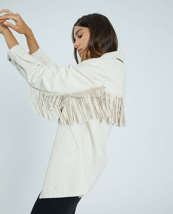 Surchemise à franges beige - Pimkie