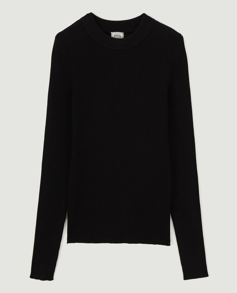 Pull col rond maille côtelée noir - Pimkie