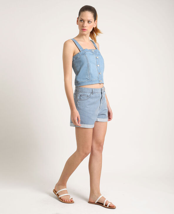 Short en jean rayé bleu foncé - Pimkie