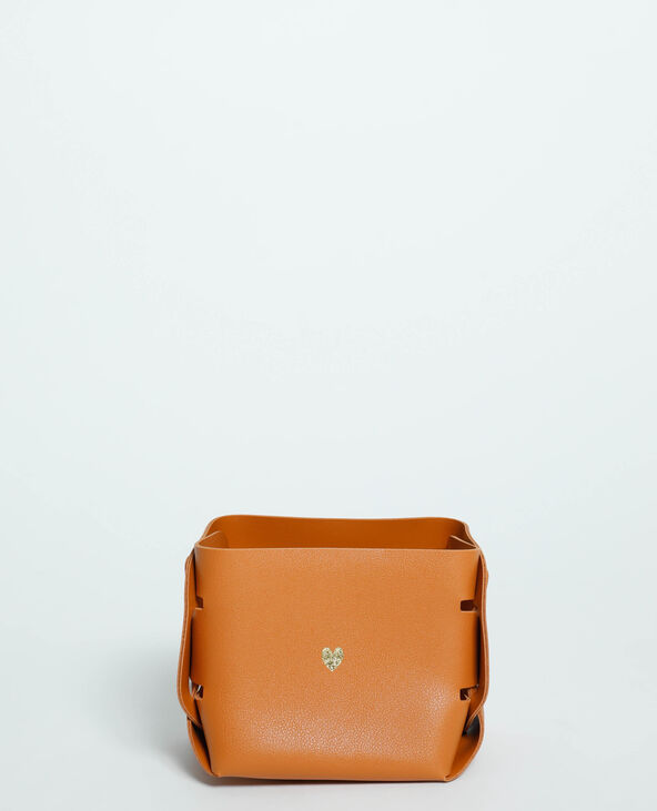 Petite box de rangement en simili cuir beige - Pimkie