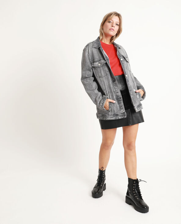 Jupe en simili cuir noir - Pimkie