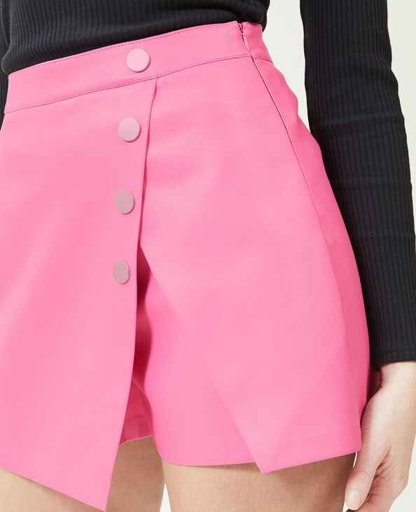 Jupe-short en simili cuir rose - Pimkie