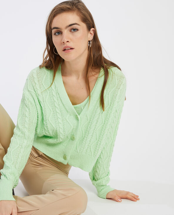 Gilet torsadé vert anis - Pimkie