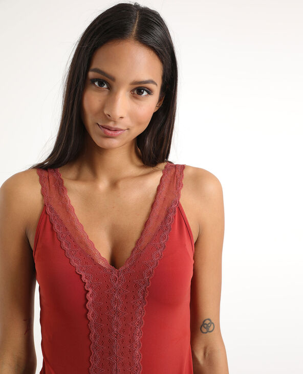 Body à dentelle bordeaux - Pimkie