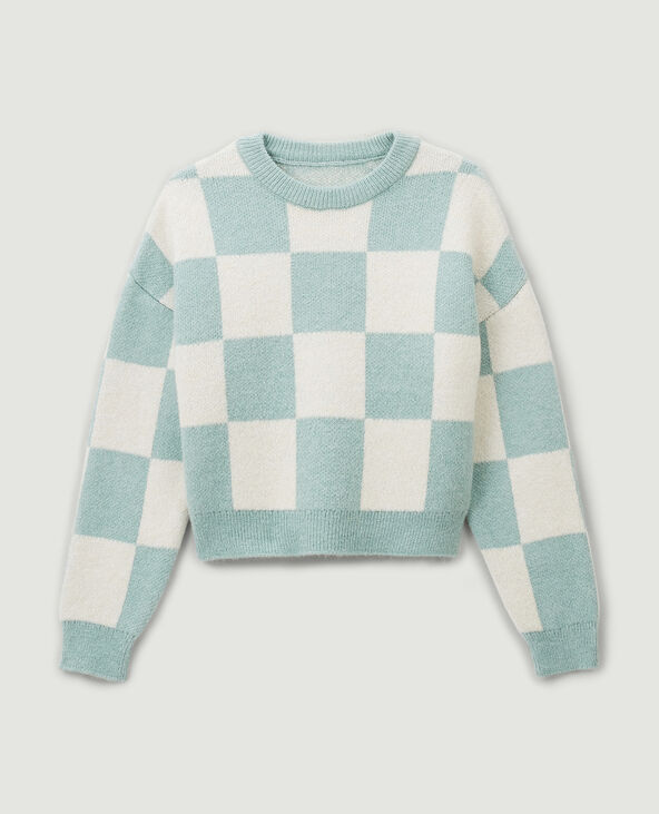 Pull à damier blanc - Pimkie